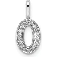 14K White Gold Diamond Number 0 Pendant with Rhodium Plating by Oro Pregiato