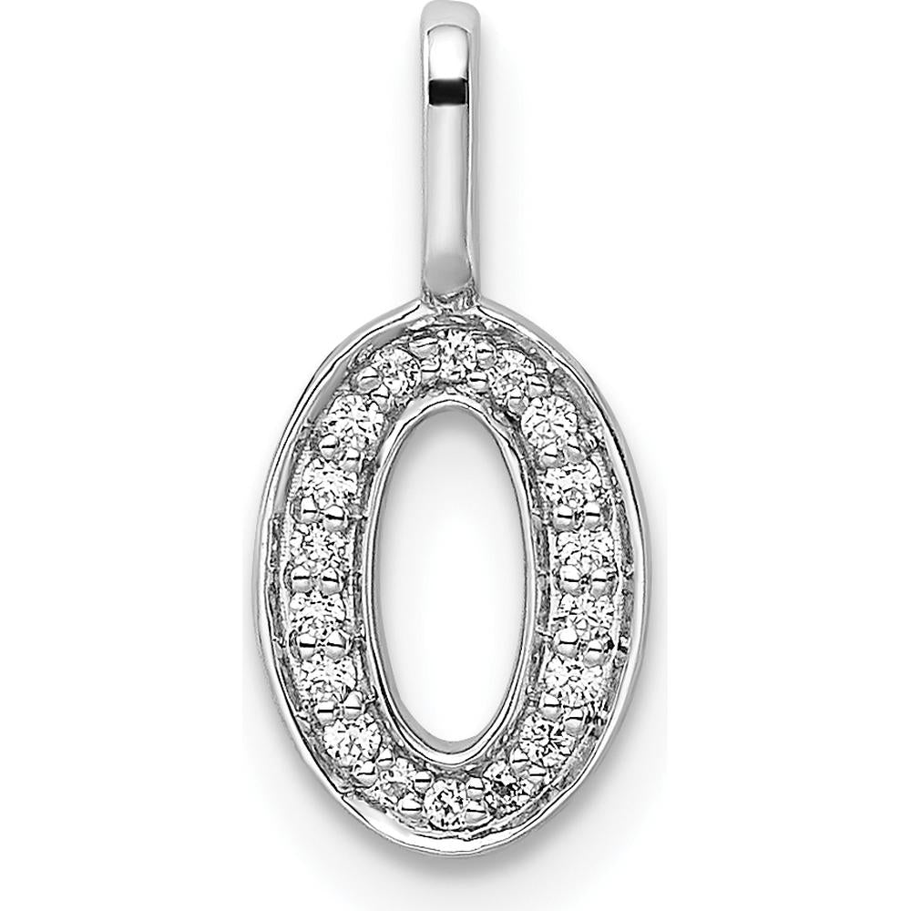 14K White Gold Diamond Number 0 Pendant with Rhodium Plating by Oro Pregiato