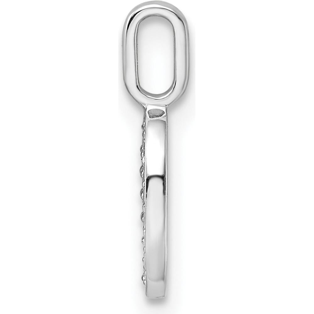 14K White Gold Diamond Number 0 Pendant with Rhodium Plating by Oro Pregiato