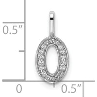 14K White Gold Diamond Number 0 Pendant with Rhodium Plating by Oro Pregiato