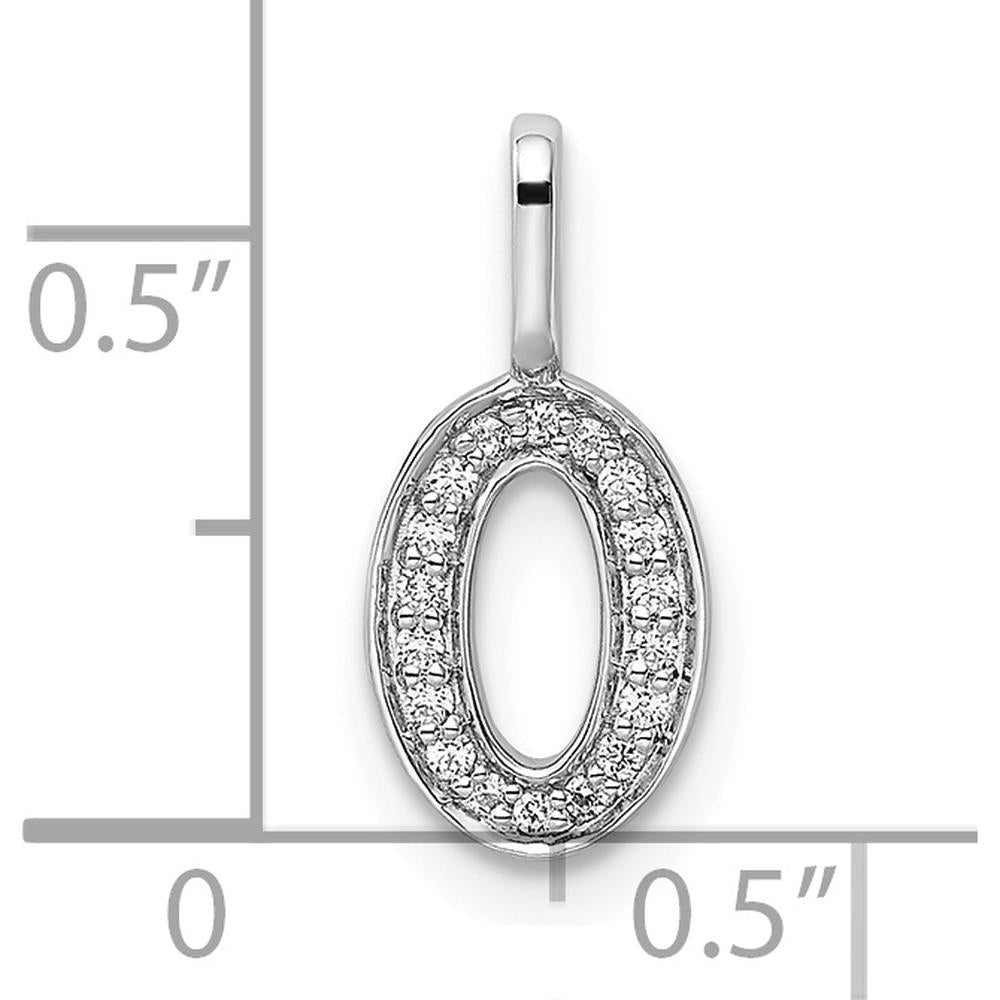 14K White Gold Diamond Number 0 Pendant with Rhodium Plating by Oro Pregiato