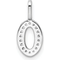 14K White Gold Diamond Number 0 Pendant with Rhodium Plating by Oro Pregiato