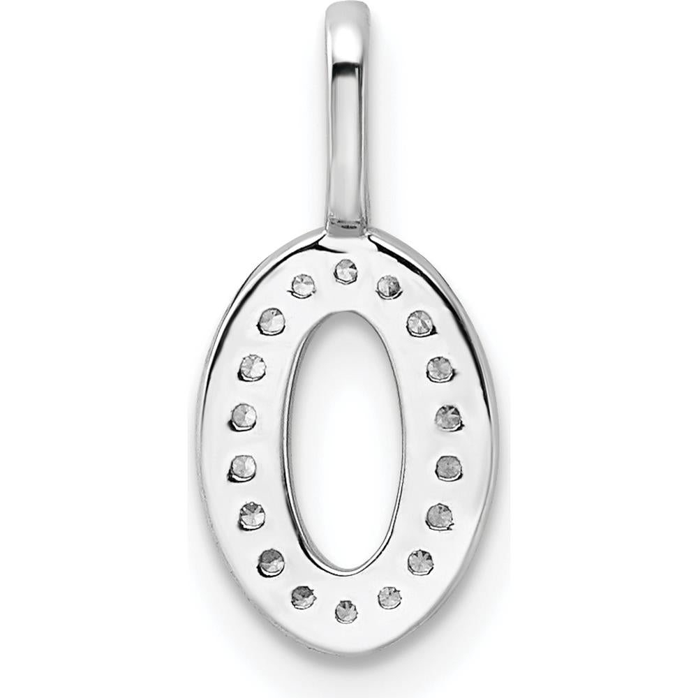 14K White Gold Diamond Number 0 Pendant with Rhodium Plating by Oro Pregiato