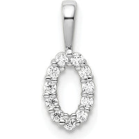14K White Gold Diamond Number 0 Pendant with Round Diamonds by Oro Pregiato