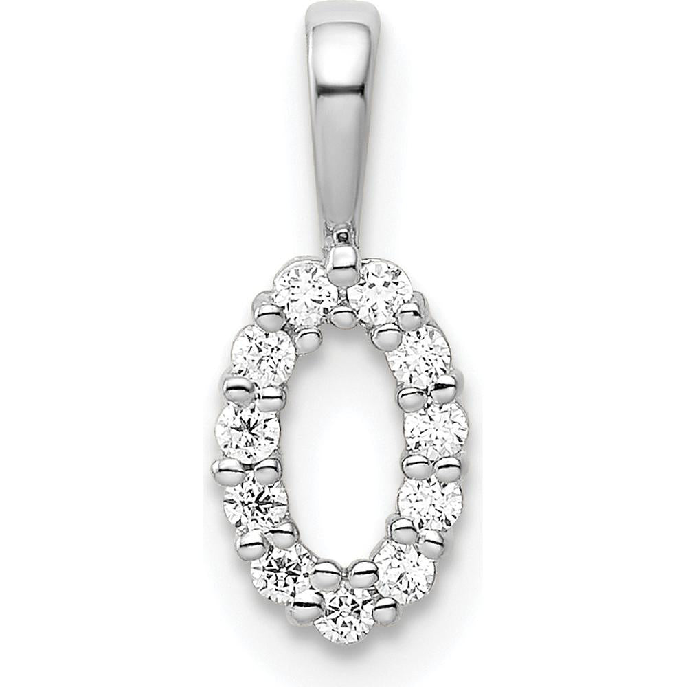 14K White Gold Diamond Number 0 Pendant with Round Diamonds by Oro Pregiato