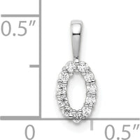 14K White Gold Diamond Number 0 Pendant with Round Diamonds by Oro Pregiato