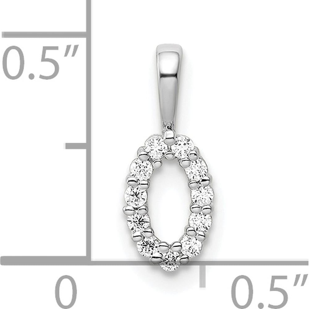 14K White Gold Diamond Number 0 Pendant with Round Diamonds by Oro Pregiato