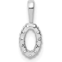14K White Gold Diamond Number 0 Pendant with Round Diamonds by Oro Pregiato