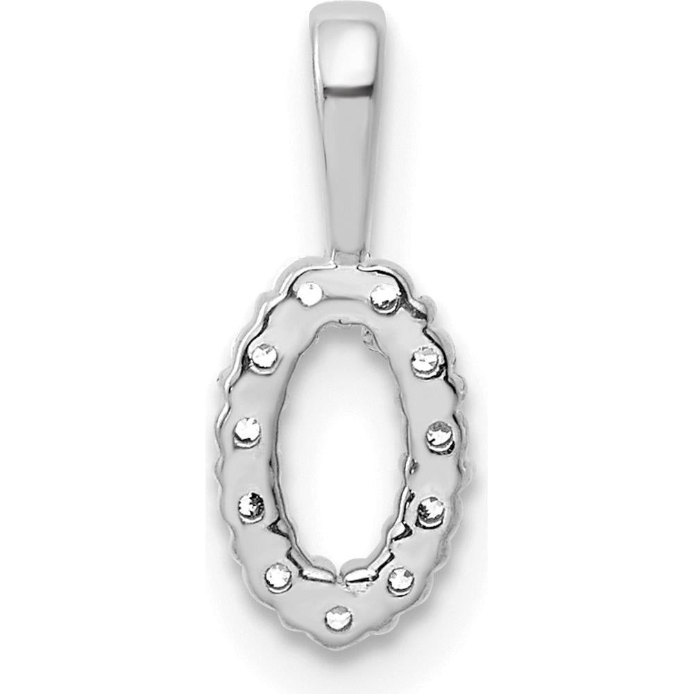 14K White Gold Diamond Number 0 Pendant with Round Diamonds by Oro Pregiato