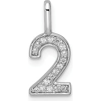 14K White Gold Diamond Number 2 Pendant with Polished Finish by Oro Pregiato