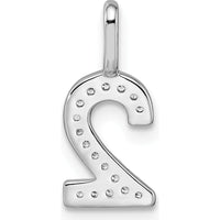 14K White Gold Diamond Number 2 Pendant with Polished Finish by Oro Pregiato