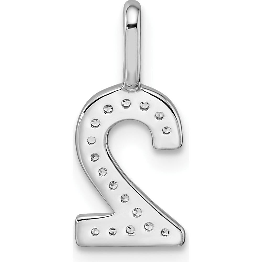 14K White Gold Diamond Number 2 Pendant with Polished Finish by Oro Pregiato