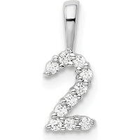 14K White Gold Diamond Number 2 Pendant with Round Brilliant Cut Diamonds by Oro Pregiato