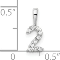 14K White Gold Diamond Number 2 Pendant with Round Brilliant Cut Diamonds by Oro Pregiato