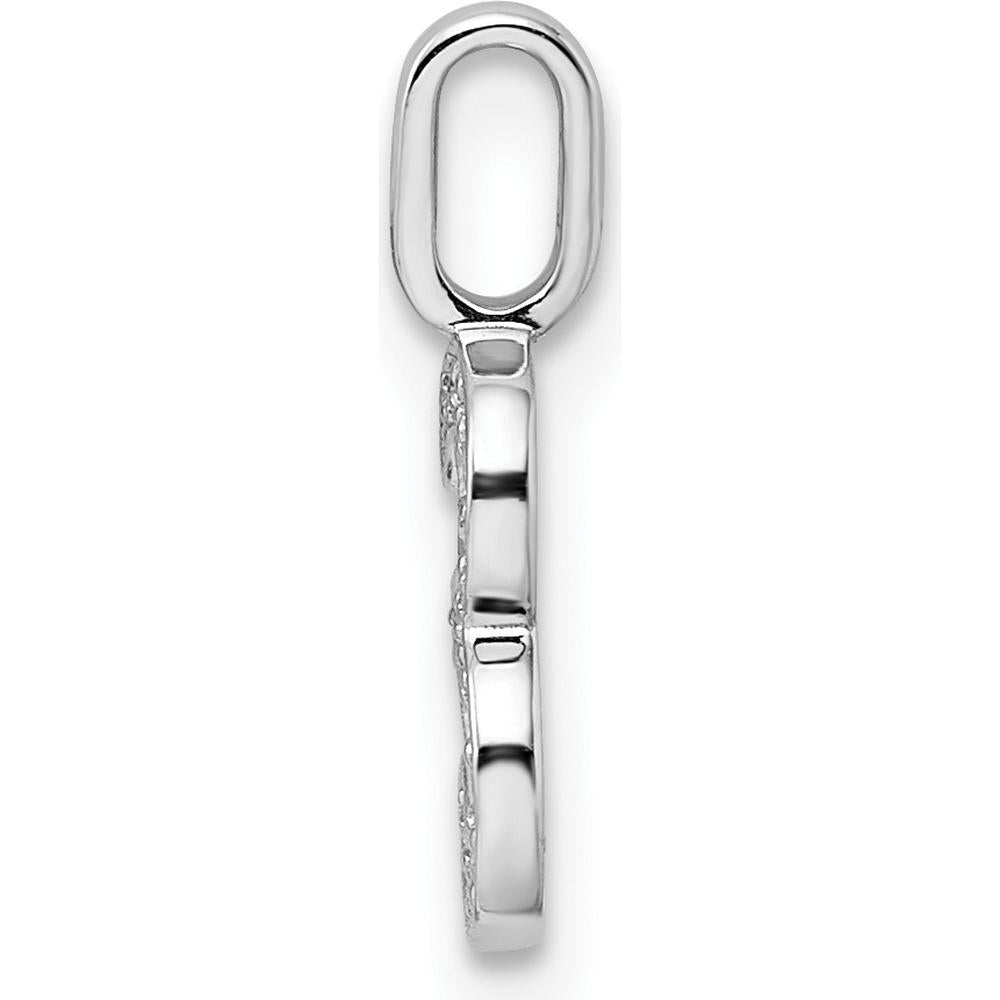 14K White Gold Diamond Number 3 Pendant with Polished Finish and Rhodium Plating by Oro Pregiato