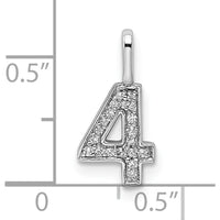 14K White Gold Diamond Number 4 Pendant - 0.10 Carat Total Diamond Weight by Oro Pregiato