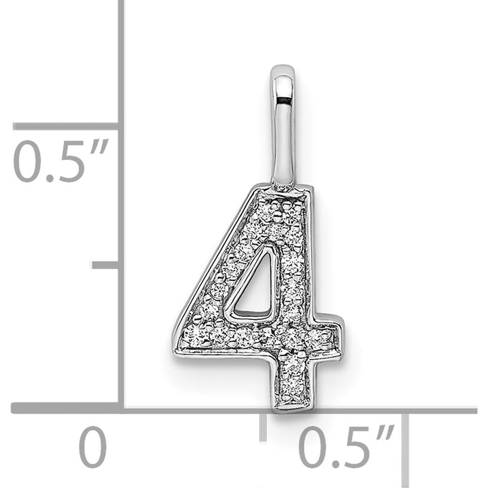 14K White Gold Diamond Number 4 Pendant - 0.10 Carat Total Diamond Weight by Oro Pregiato