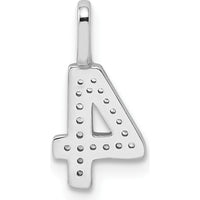 14K White Gold Diamond Number 4 Pendant - 0.10 Carat Total Diamond Weight by Oro Pregiato