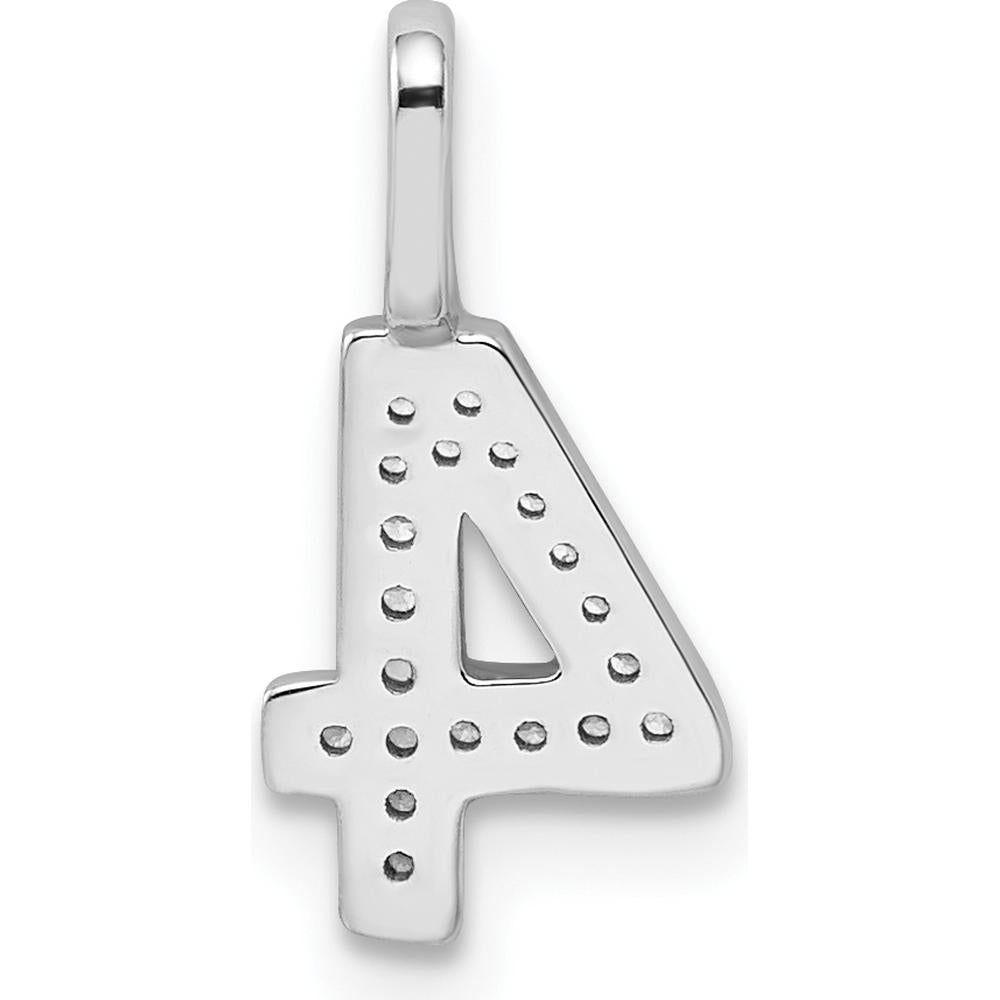 14K White Gold Diamond Number 4 Pendant - 0.10 Carat Total Diamond Weight by Oro Pregiato