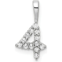 14K White Gold Diamond Number 4 Pendant with Pave Set Diamonds by Oro Pregiato