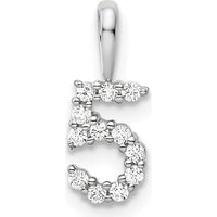 14K White Gold Diamond Number 5 Pendant with Brilliant Diamonds by Oro Pregiato