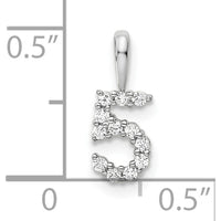14K White Gold Diamond Number 5 Pendant with Brilliant Diamonds by Oro Pregiato