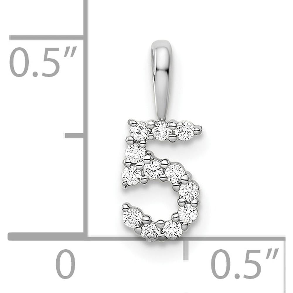 14K White Gold Diamond Number 5 Pendant with Brilliant Diamonds by Oro Pregiato