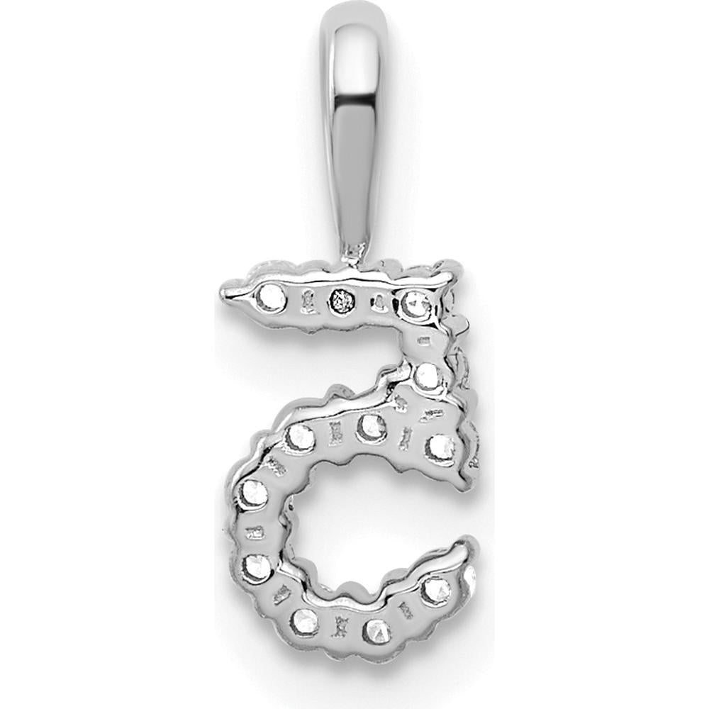 14K White Gold Diamond Number 5 Pendant with Brilliant Diamonds by Oro Pregiato