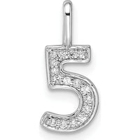 14K White Gold Diamond Number 5 Pendant with Pavé Diamonds - 0.10 Carat Total Diamond Weight by Oro Pregiato