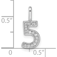 14K White Gold Diamond Number 5 Pendant with Pavé Diamonds - 0.10 Carat Total Diamond Weight by Oro Pregiato