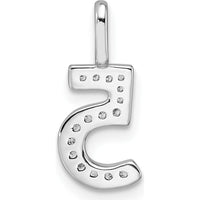 14K White Gold Diamond Number 5 Pendant with Pavé Diamonds - 0.10 Carat Total Diamond Weight by Oro Pregiato