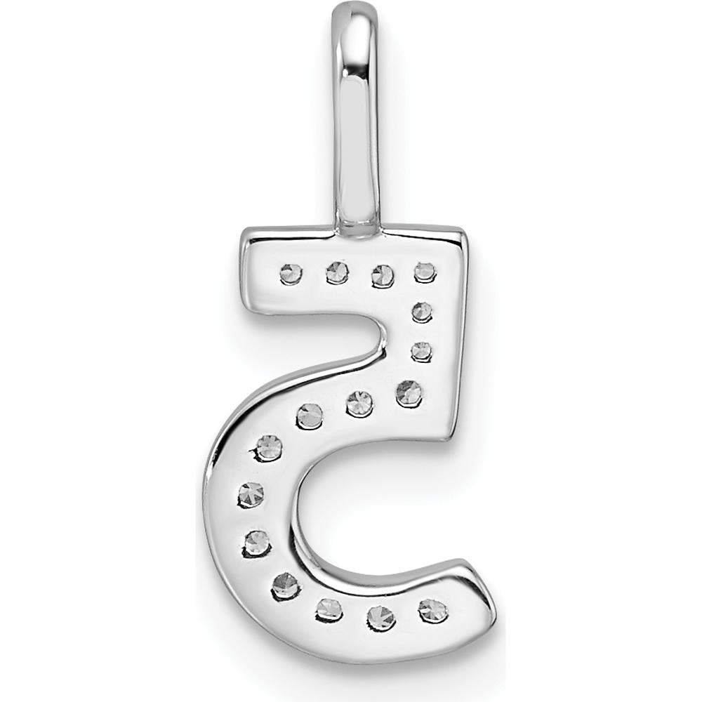 14K White Gold Diamond Number 5 Pendant with Pavé Diamonds - 0.10 Carat Total Diamond Weight by Oro Pregiato
