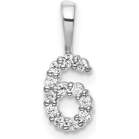 14K White Gold Diamond Number 6 Pendant - 0.15 Carat Total Diamond Weight by Oro Pregiato