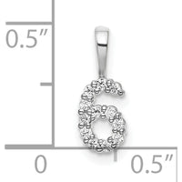 14K White Gold Diamond Number 6 Pendant - 0.15 Carat Total Diamond Weight by Oro Pregiato