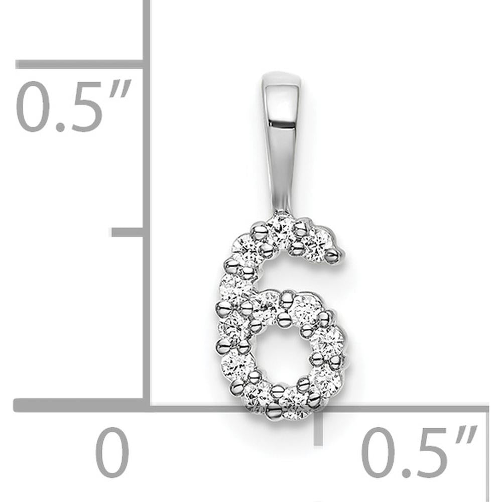 14K White Gold Diamond Number 6 Pendant - 0.15 Carat Total Diamond Weight by Oro Pregiato