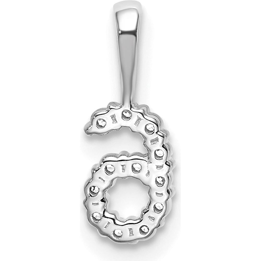 14K White Gold Diamond Number 6 Pendant - 0.15 Carat Total Diamond Weight by Oro Pregiato