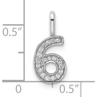 14K White Gold Diamond Number 6 Pendant with Rhodium Plating by Oro Pregiato