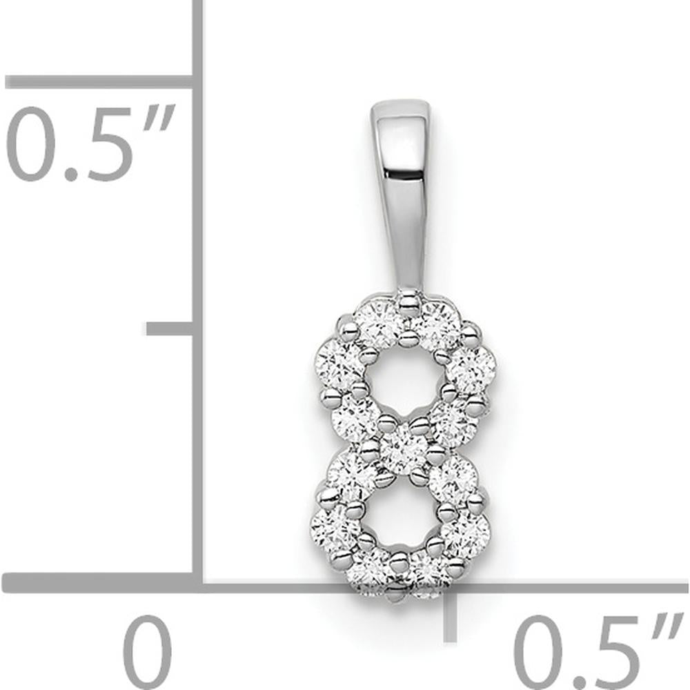14K White Gold Diamond Number 8 Pendant - 0.25 Carat Total Diamond Weight by Oro Pregiato