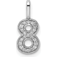 14K White Gold Diamond Number 8 Pendant with Rhodium Plating - Sparkling Diamond Accents by Oro Pregiato