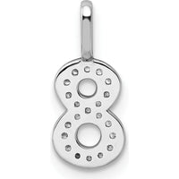 14K White Gold Diamond Number 8 Pendant with Rhodium Plating - Sparkling Diamond Accents by Oro Pregiato