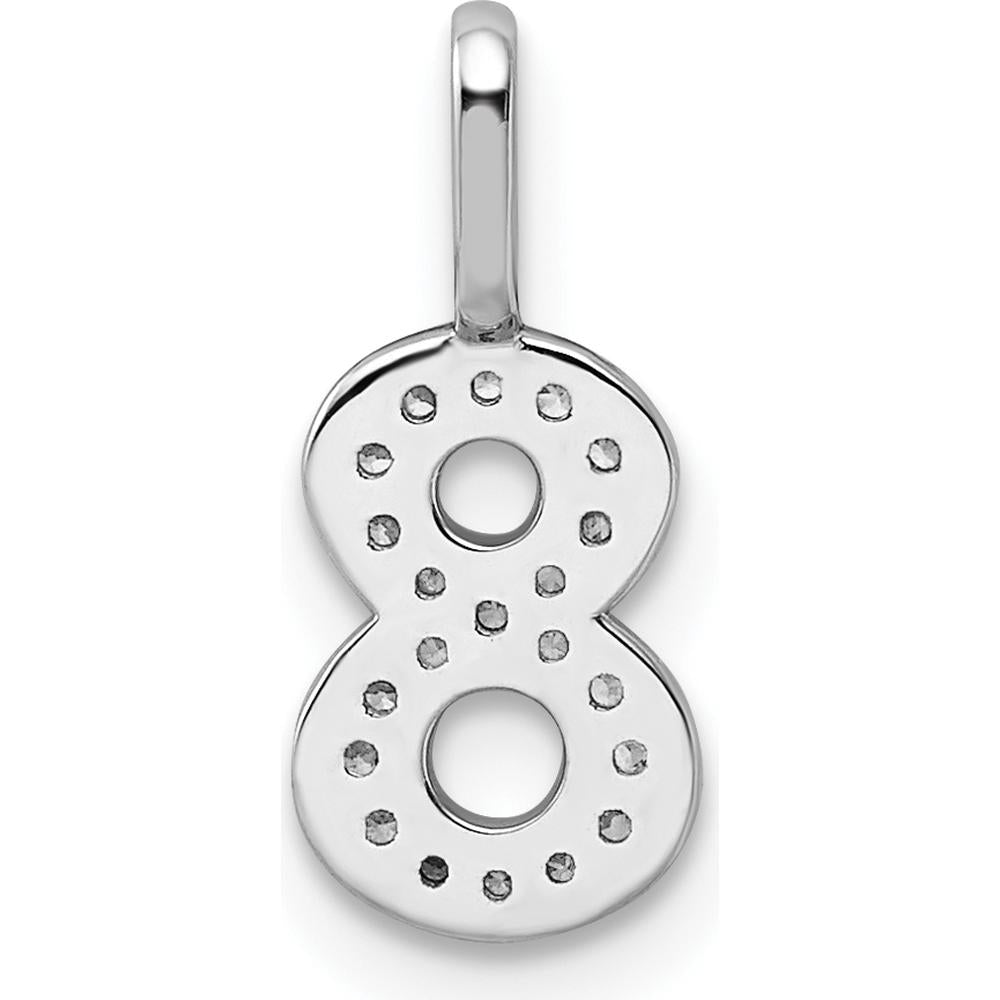 14K White Gold Diamond Number 8 Pendant with Rhodium Plating - Sparkling Diamond Accents by Oro Pregiato