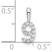 14K White Gold Diamond Number 9 Pendant - Polished Finish with Rhodium Plating by Oro Pregiato