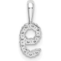 14K White Gold Diamond Number 9 Pendant - Polished Finish with Rhodium Plating by Oro Pregiato
