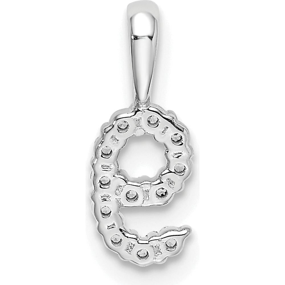 14K White Gold Diamond Number 9 Pendant - Polished Finish with Rhodium Plating by Oro Pregiato