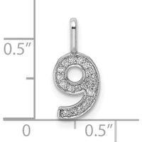14K White Gold Diamond Number 9 Pendant with Rhodium Plating - Elegant Sparkling Charm by Oro Pregiato