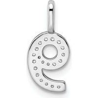 14K White Gold Diamond Number 9 Pendant with Rhodium Plating - Elegant Sparkling Charm by Oro Pregiato