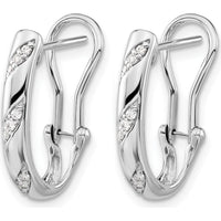 14K White Gold Diamond Omega Back Earrings - 0.016 Carat Total Diamond Weight by Monteluci Fine Jewelry