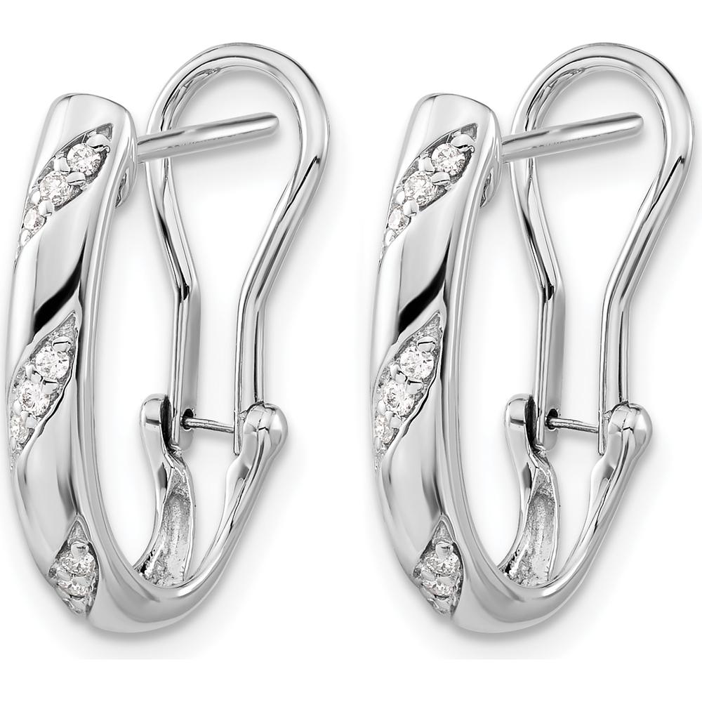 14K White Gold Diamond Omega Back Earrings - 0.016 Carat Total Diamond Weight by Monteluci Fine Jewelry