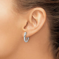 14K White Gold Diamond Omega Back Earrings - 0.016 Carat Total Diamond Weight by Monteluci Fine Jewelry