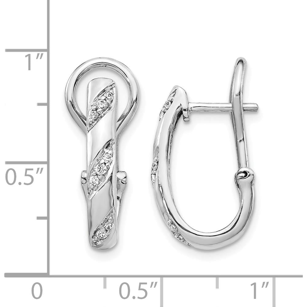 14K White Gold Diamond Omega Back Earrings - 0.016 Carat Total Diamond Weight by Monteluci Fine Jewelry